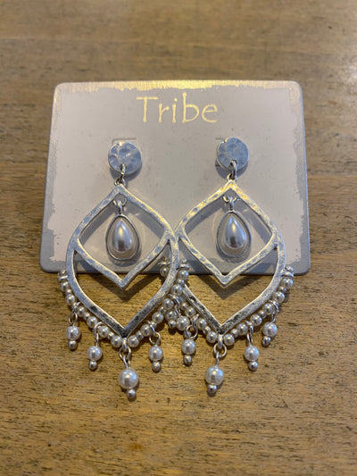 Tribe Round Diamond with Pearl Post Earrings 2403