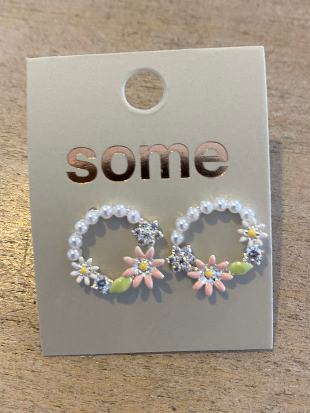 Some Round Pearl with Flower Earrings 264 265