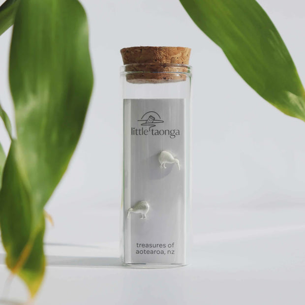Little Taonga Kiwi Stud Earrings in Jar LTS and LTG