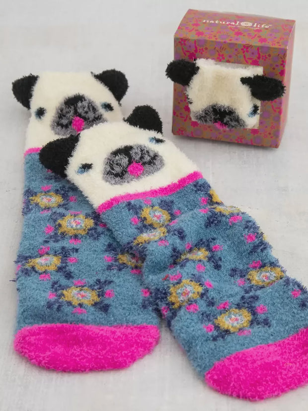 Natural Life Boxed Cozy Critter Socks - Cream Dog 75