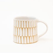 Trade Aid White Picket Fence Pattern Stoneware Mug 3801