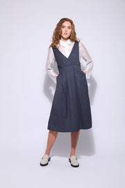 Neris Hepburn Pinafore in Steel Stripe 2743