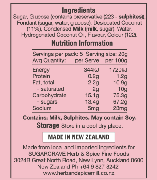 Sugar Crave Coconut Ice Squares 100g