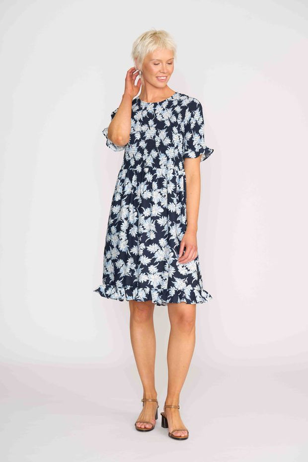 Foil Shirred Body and Sleeve Dress TP14536