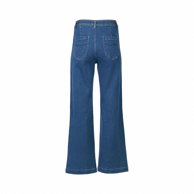 Vassalli 5015 Wide Leg Full Length Jean Blue Wash