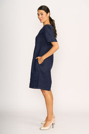 Foil Linen Crowd Pleaser Dress in Midnight TP14650