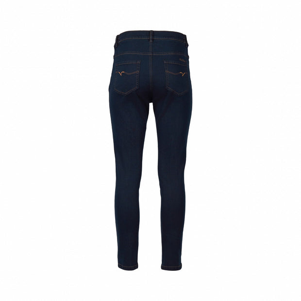 Vassalli 5009 Indigo Denim - Skinny Leg Ankle Grazer Jean with Side Waistband Elastic