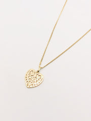 Some Filagree Heart Necklace French 18k Gold Plated 936