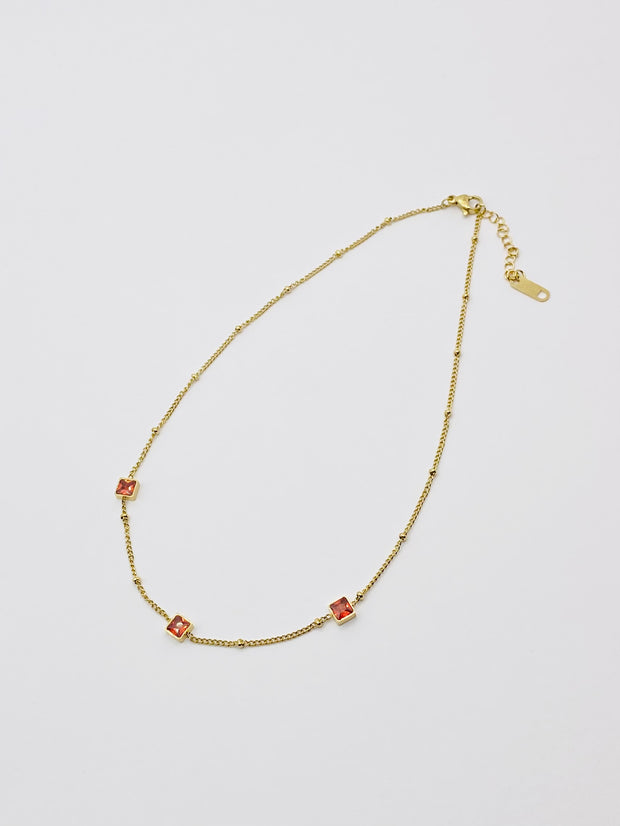 Some Gold Plated Necklace with Coloured Glass 044