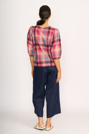 Foil Linen Wide Leg Cropped Trousers in Midnight TP14104