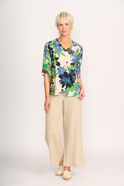 Foil Pintuck Scoop Hem Top in Floral Delight TP14603
