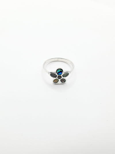 Some Sterling Silver Paua Flower Ring  355