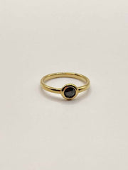 Some 18k French Gold Plated Round Radiant Black CZ Ring 416