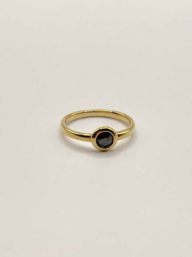 Some 18k French Gold Plated Round Radiant Black CZ Ring 416