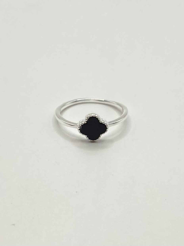 Some Sterling Silver Lucky Blossom Ring Black 423