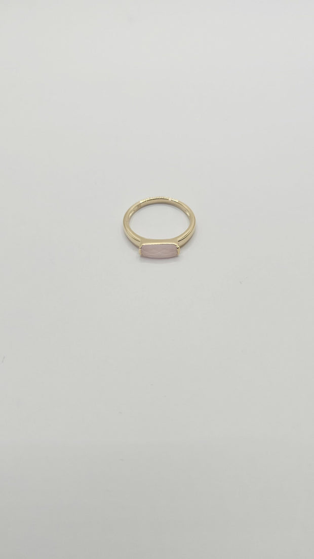 Some 18k french gold frosted pink rhombus Ring 455