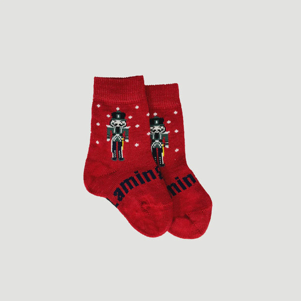 Lamington Merino Wool Crew Socks | BABY | Red Nutcracker