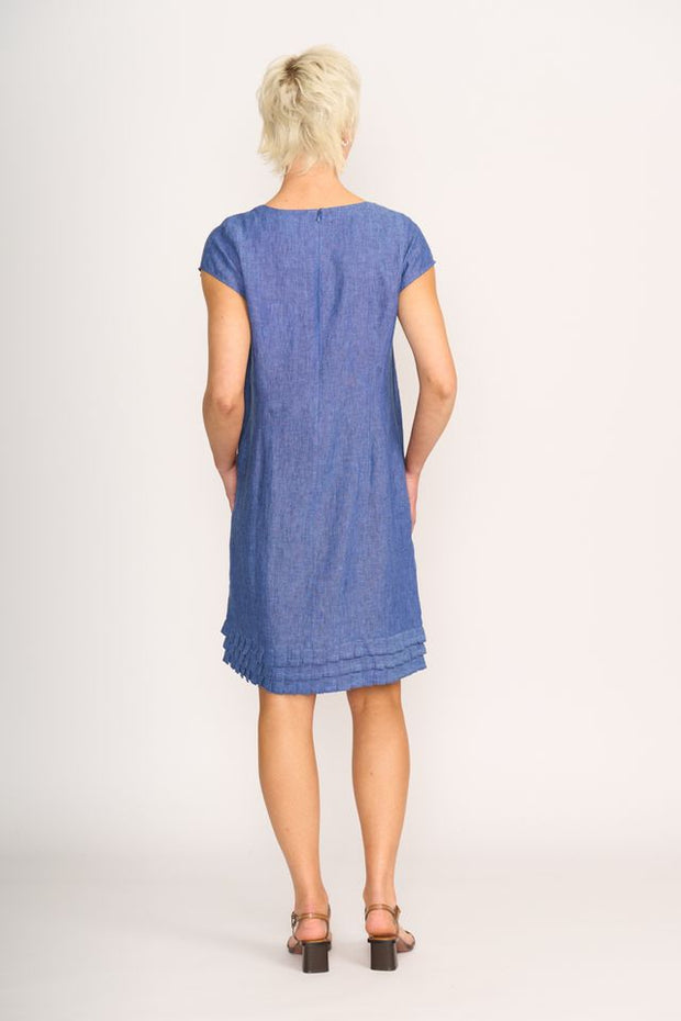 Foil Linen Pleat Dreams Dress in Denim TP14026