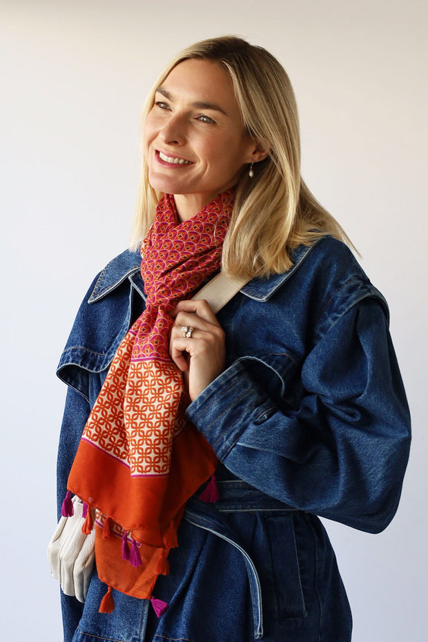 Archer House Small Geometric Print Scarf SC807