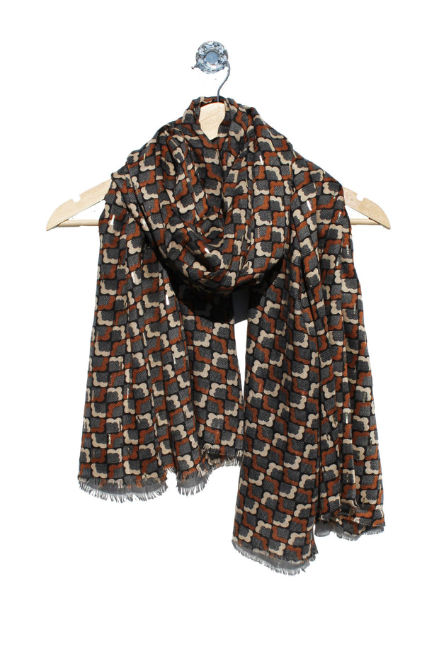 Archer House Geometric Print Scarf with Gold Foil  SC810