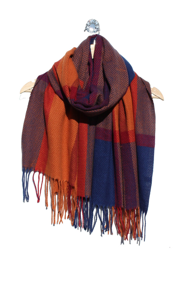 Archer House Big Check Winter Scarf with Tassels 818