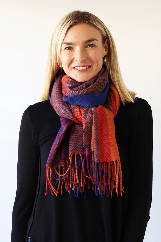 Archer House Big Check Winter Scarf with Tassels 818