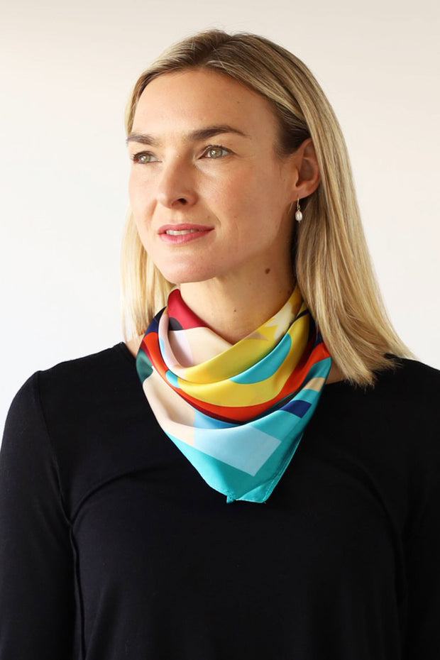 Archer House Abstract Flower Silky Square Scarf – Feels like Silk  SC822