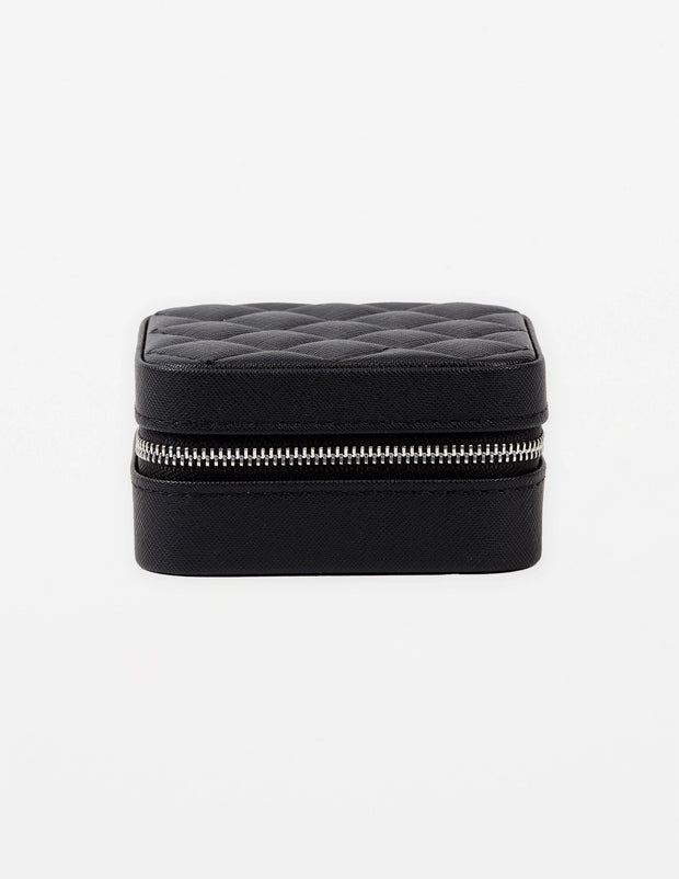 Stella and Gemma Jewellery Box Large Square Black Quilted 742