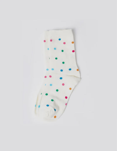 Stella and Gemma Socks White with Rainbow Spots 7874