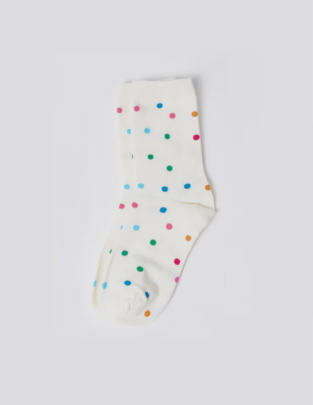 Stella and Gemma Socks White with Rainbow Spots 7874