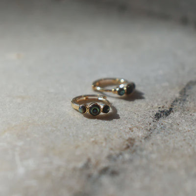 Little Taonga Paua Shell Huggie Earrings Gold Plated SG3