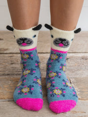 Natural Life Cozy Socks Blue Dog 100
