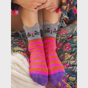 Natural Life Cozy Socks Hot Pink Cat 101