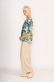 Foil Pintuck Scoop Hem Top in Floral Delight TP14603