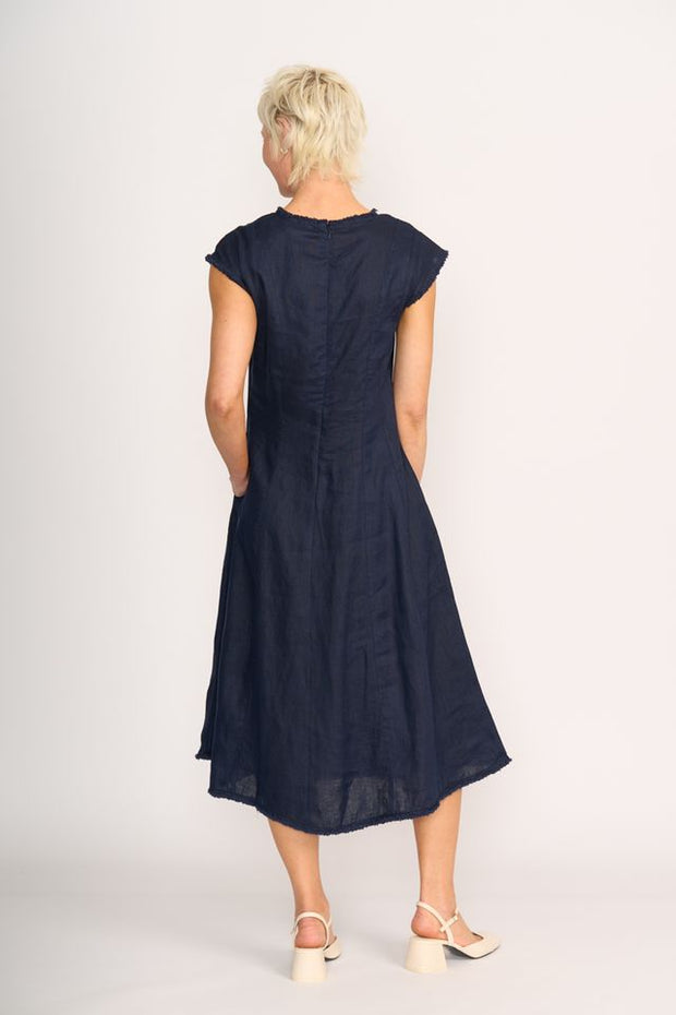 Foil Linen Festival Event Dress in Midnight TP14653