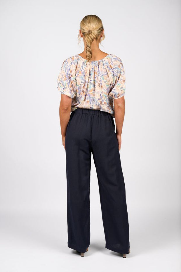 Vassalli Ink Wide Leg Full Length Pant with Elastic Back 5017