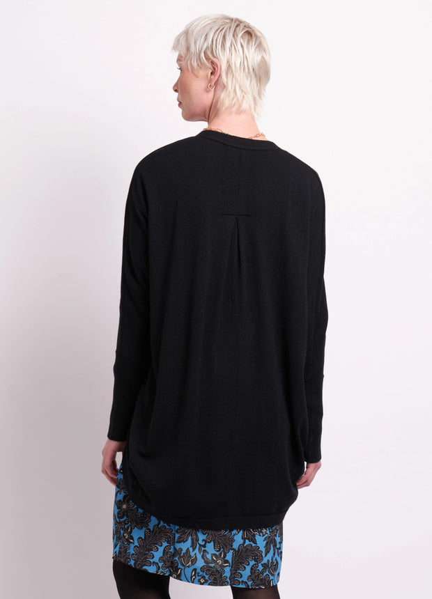 Foil Open Front Midi Cardigan in Black TP14409