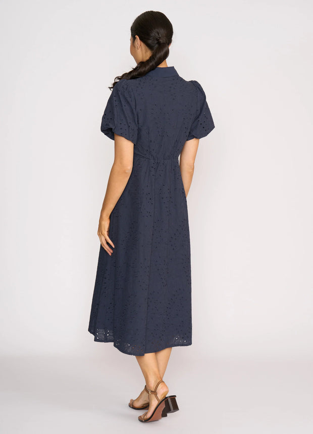 Foil Cut Above Dress in Palm True Navy TP14647