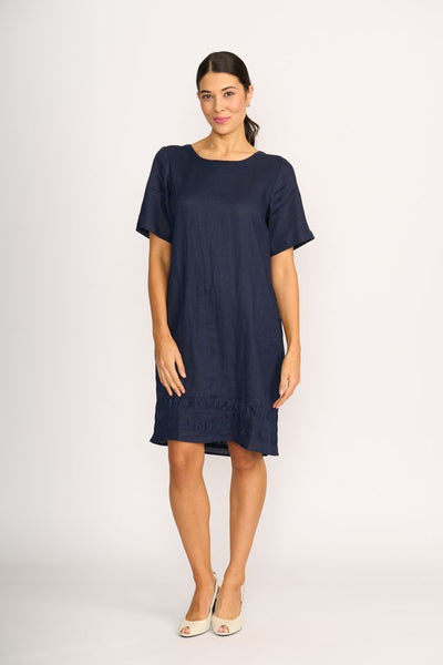 Foil Linen Crowd Pleaser Dress in Midnight TP14650
