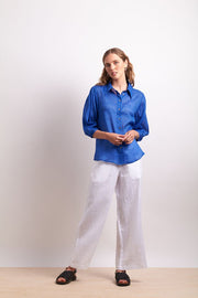Neris Pin Tuck Shirt in Marina Blue 2784