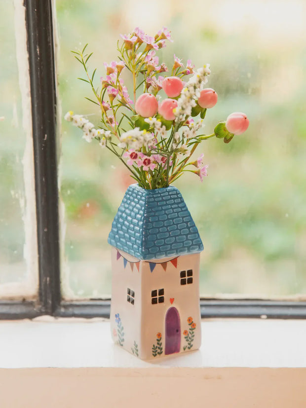 Natural Life Cottage Bud Vase -Teal Cottage 28