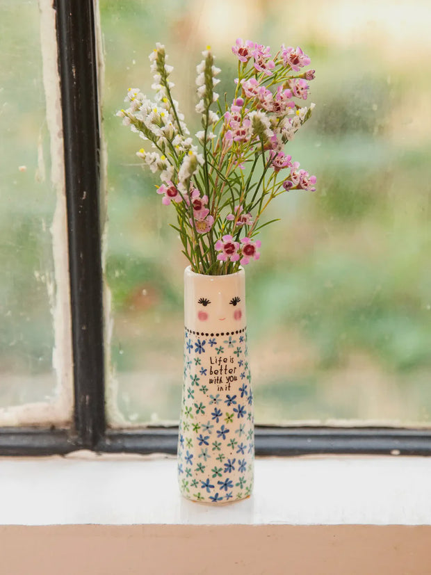 Natural Life Folk Friend Bud Vase Life is Better