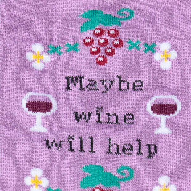Sock It To Me Maybe Wine Will Help  Women's/Smaller Size Crew Socks