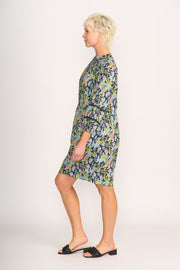 Foil Navy Floral Pintuck and Lace Dress TP14547