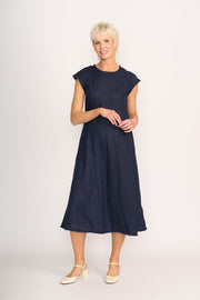 Foil Linen Festival Event Dress in Midnight TP14653