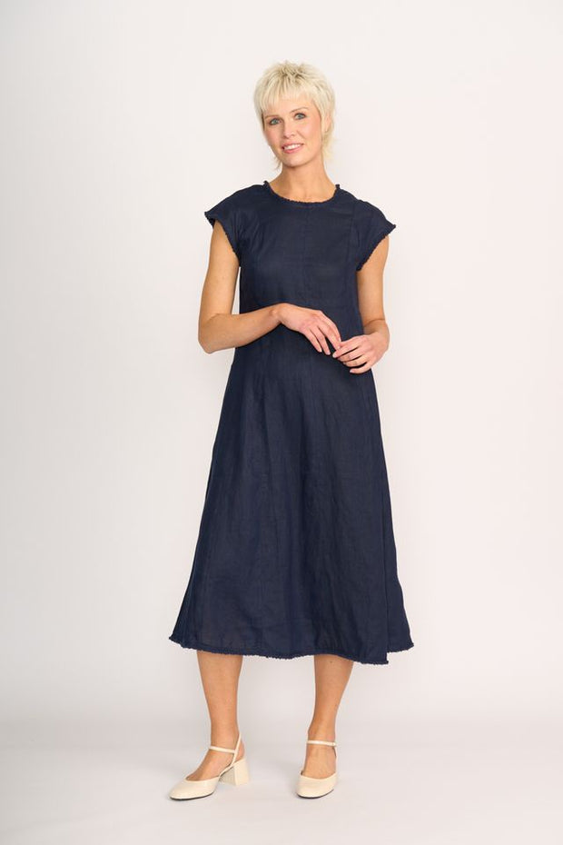 Foil Linen Festival Event Dress in Midnight TP14653