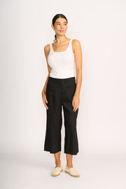 OH Three Wide Leg Mid Length Trousers in Black TP14108
