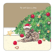 Little Dog Laughed Christmas Coaster