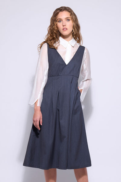 Neris Hepburn Pinafore in Steel Stripe 2743