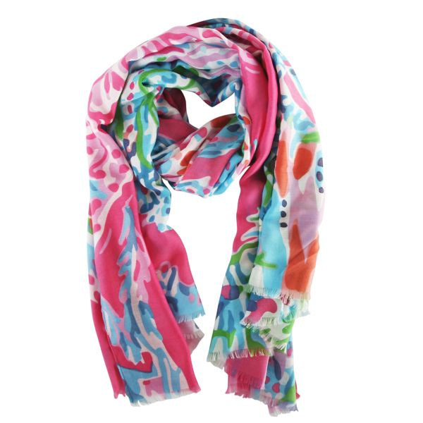 Enhance Abstract Scarf Pink ABS